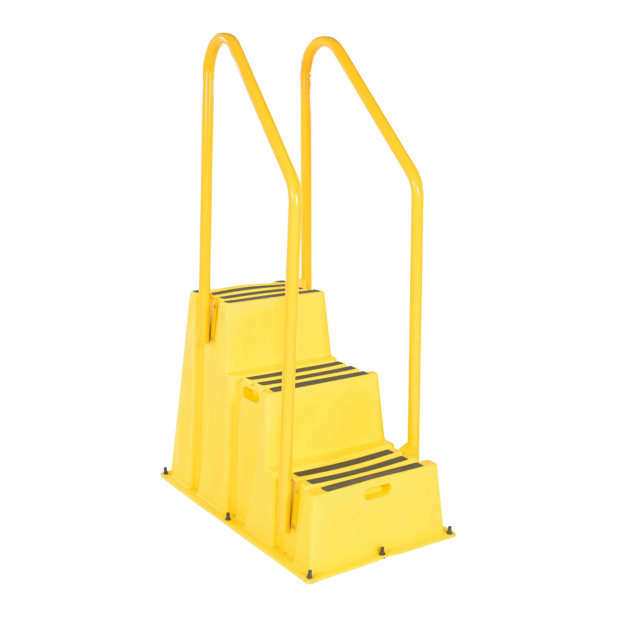 Vestil Poly Nestable Step Stool - 3 Steps, Handrails, Casters, 500-Lb. Capacity, Polyethylene, Model# SPN-3-YL-HR-PO